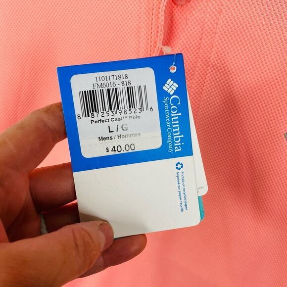 NWT Columbia PFG Bubblegum Pink Better Cast Polo Short Sleeve Vented Size Large - Picture 3 of 5